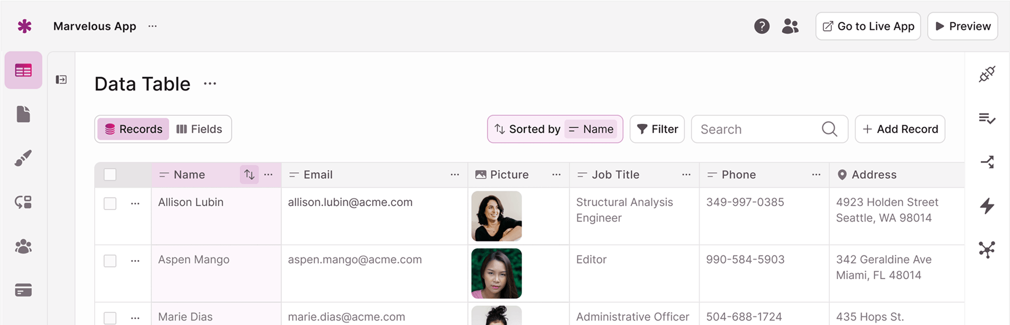 Screenshot of Knack CRM-03-28-2025 Screenshot of Knack CRM-03-28-2025
